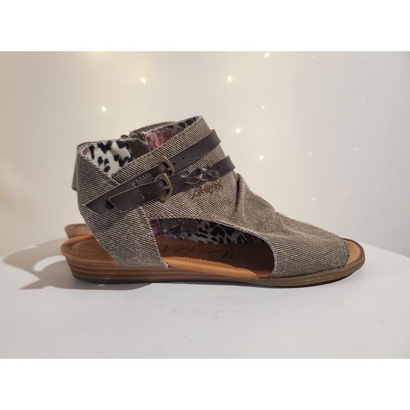 Blowfish Malibu Bella Open Toe Fabric Bootie Sandals Womens Size 8 Brown Tan - Picture 7 of 11